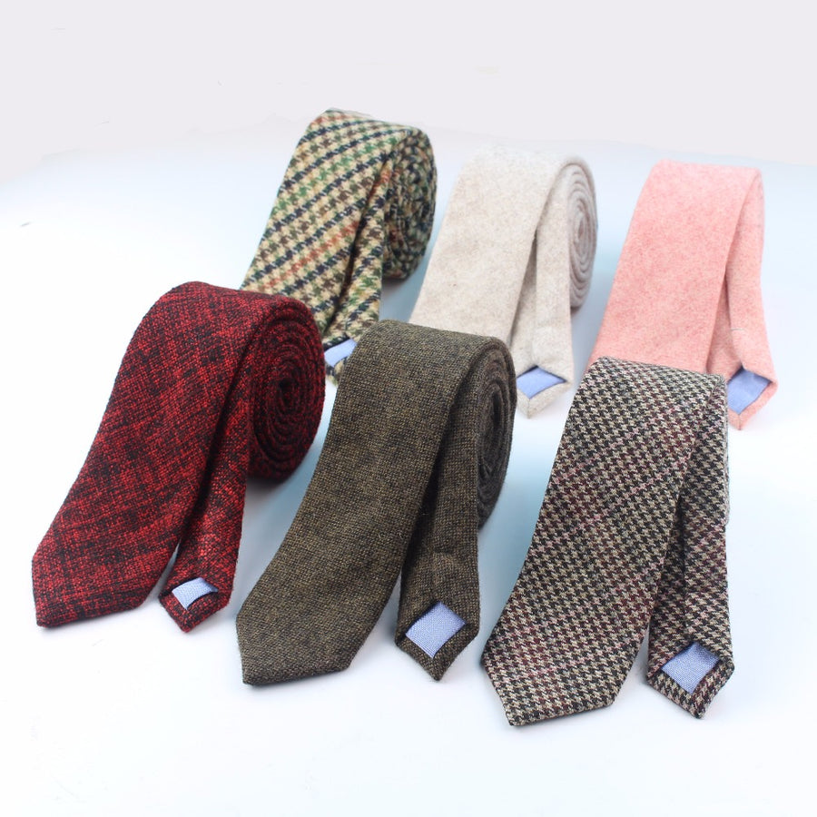 High Quality Wool Cotton Tie Skinny Ties Narrow Solid Color Corbata Slim Striped Necktie Cravat Clothing Accessories