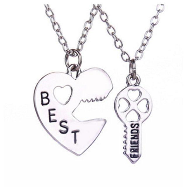 best friends forever letter pendant necklace charms matching heart 2 color jewelry necklace women clothing accessories wholesale
