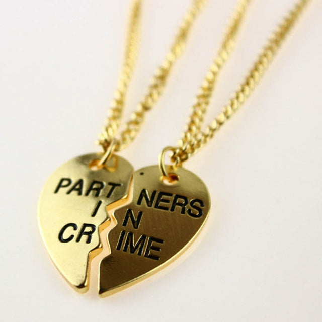 best friends forever letter pendant necklace charms matching heart 2 color jewelry necklace women clothing accessories wholesale