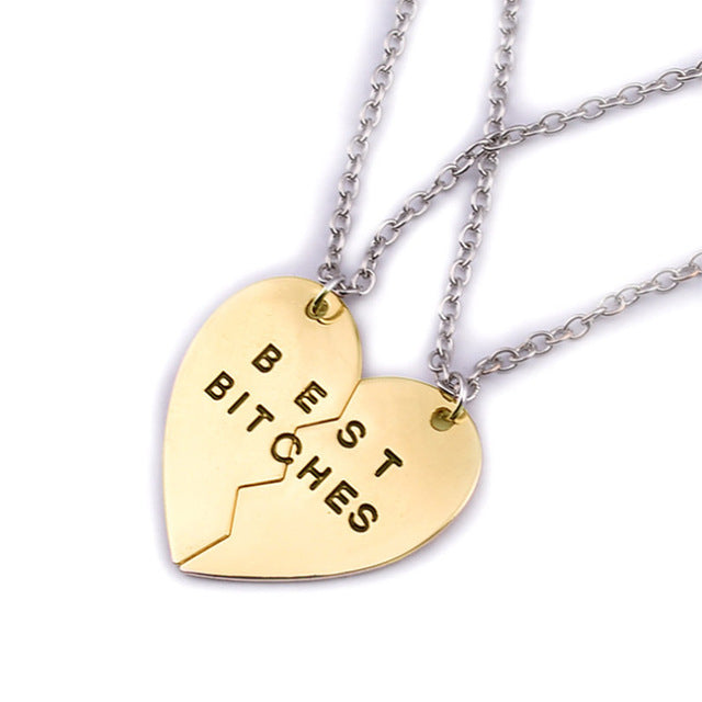best friends forever letter pendant necklace charms matching heart 2 color jewelry necklace women clothing accessories wholesale
