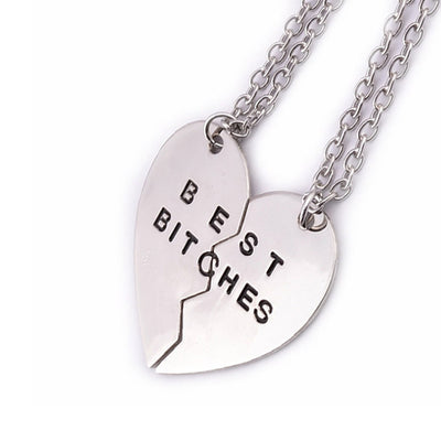 best friends forever letter pendant necklace charms matching heart 2 color jewelry necklace women clothing accessories wholesale
