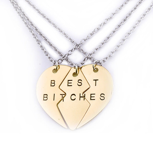 best friends forever letter pendant necklace charms matching heart 2 color jewelry necklace women clothing accessories wholesale