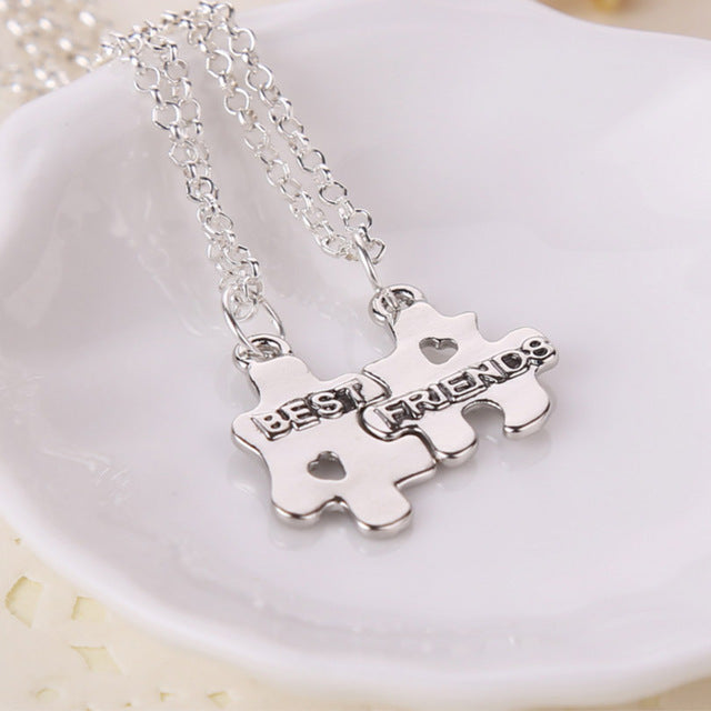 best friends forever letter pendant necklace charms matching heart 2 color jewelry necklace women clothing accessories wholesale