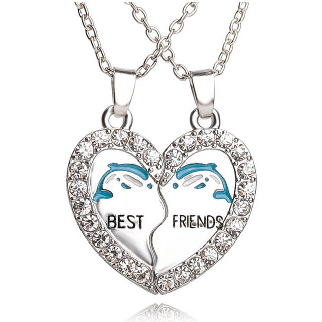 best friends forever letter pendant necklace charms matching heart 2 color jewelry necklace women clothing accessories wholesale