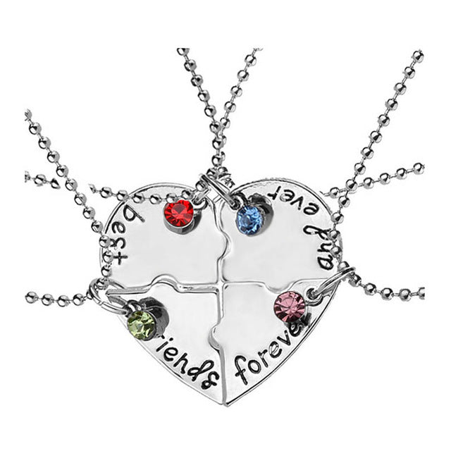 best friends forever letter pendant necklace charms matching heart 2 color jewelry necklace women clothing accessories wholesale