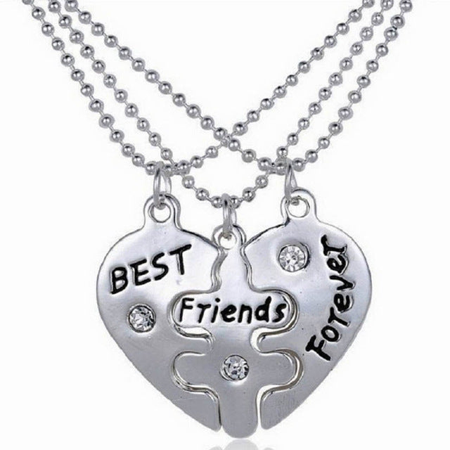 best friends forever letter pendant necklace charms matching heart 2 color jewelry necklace women clothing accessories wholesale
