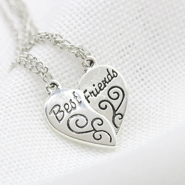 best friends forever letter pendant necklace charms matching heart 2 color jewelry necklace women clothing accessories wholesale