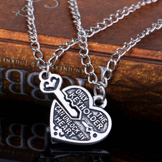 best friends forever letter pendant necklace charms matching heart 2 color jewelry necklace women clothing accessories wholesale