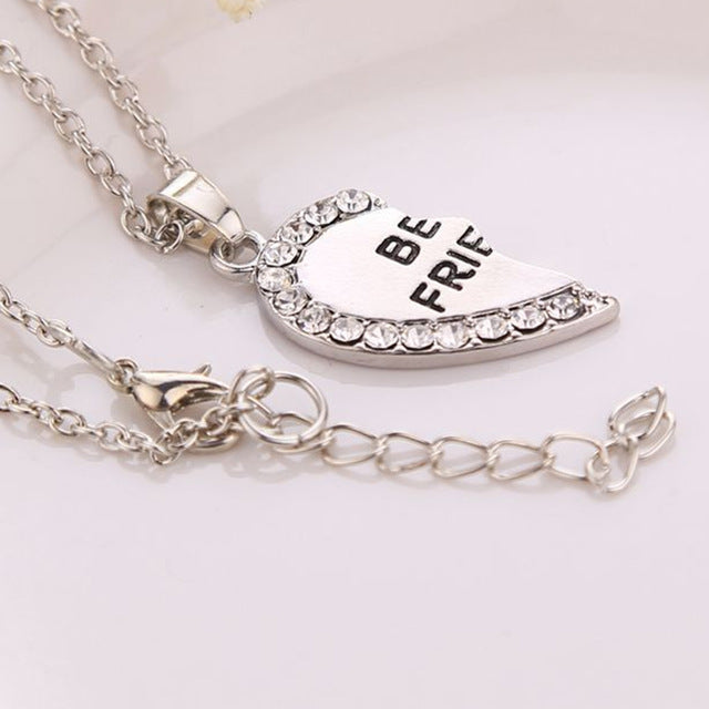 best friends forever letter pendant necklace charms matching heart 2 color jewelry necklace women clothing accessories wholesale