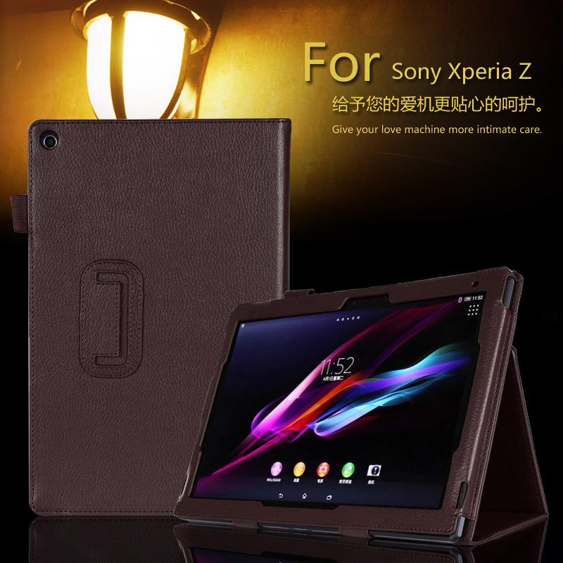 Case for 10.1 inch Sony Xperia Table Z, GARUNK Solid Filp Litchi Leather Protective Cover for Sony Xperia Z1 Tablet Accessories