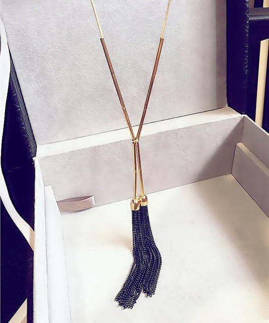 2016 New  Women All-match Fringed Fashion Sweater Chain Long Necklace Lady Clothing Accessories Decoration Pendant