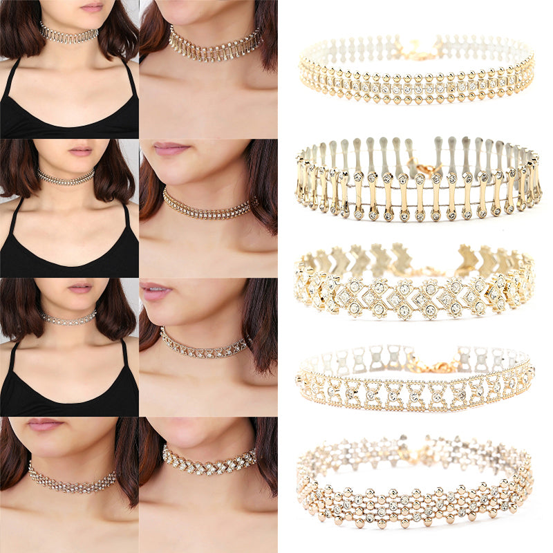 1Pc Boho Crystal Choker Necklace Supernatural Collar Chokers Jewelry Women Clothing Accessories Gold Chain #92105