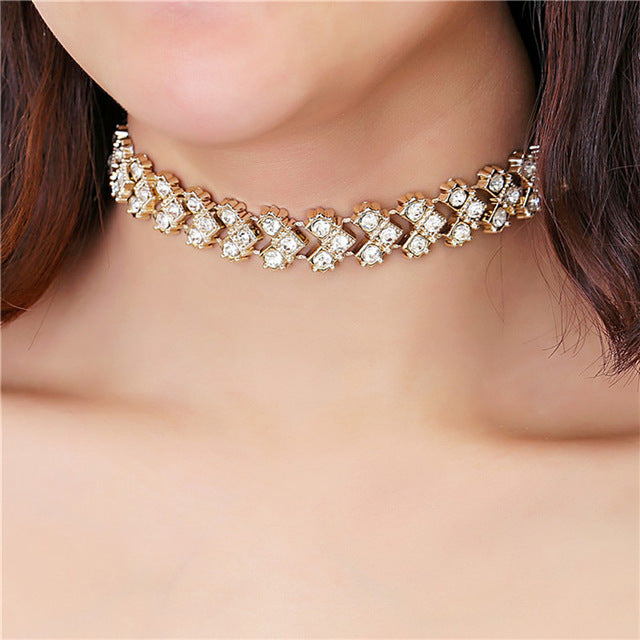1Pc Boho Crystal Choker Necklace Supernatural Collar Chokers Jewelry Women Clothing Accessories Gold Chain #92105