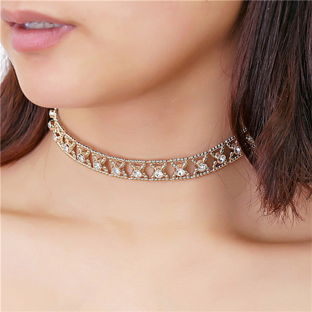 1Pc Boho Crystal Choker Necklace Supernatural Collar Chokers Jewelry Women Clothing Accessories Gold Chain #92105