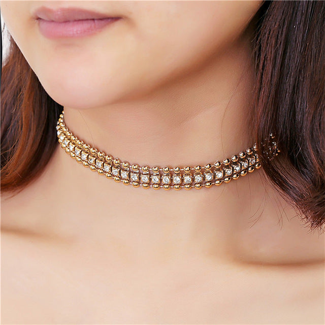1Pc Boho Crystal Choker Necklace Supernatural Collar Chokers Jewelry Women Clothing Accessories Gold Chain #92105
