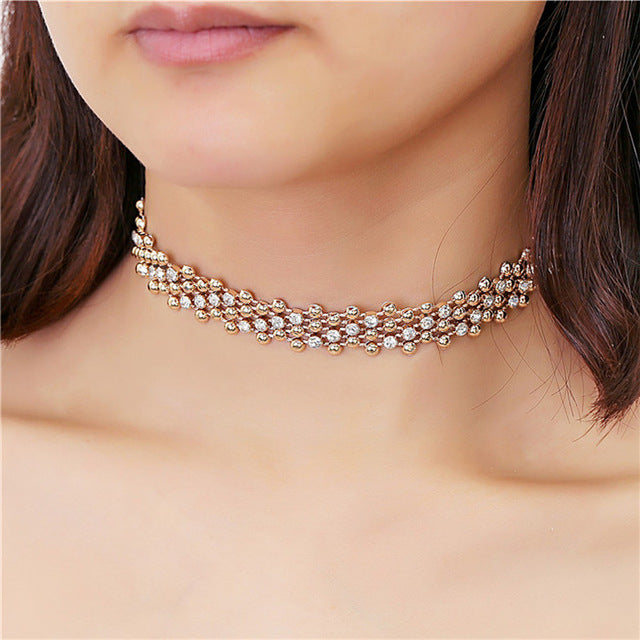 1Pc Boho Crystal Choker Necklace Supernatural Collar Chokers Jewelry Women Clothing Accessories Gold Chain #92105
