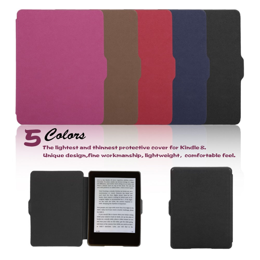 Fashion Leather Case Cover For Kindle 8 Generation Cases Protective Screen Film E-book Case Shell For Tablet  Laptop 6" 5 Colors