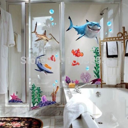 FINDING NEMO Fish Seabed General Mobilization Cartoon Nemo Bathing Wall Stickers Decor Removable Vinyl Nursery Kids Room asd