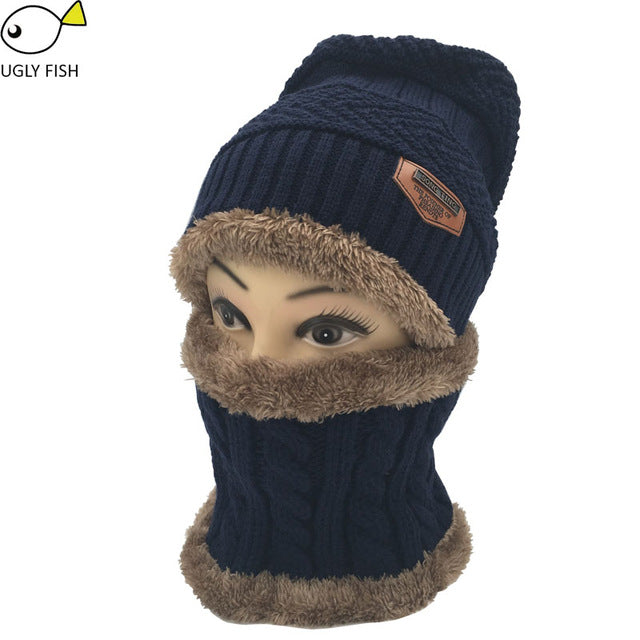 Neck warmer winter hat knit cap scarf cap Winter Hats For men knitted hat men Beanie Knit Hat Skullies Beanies