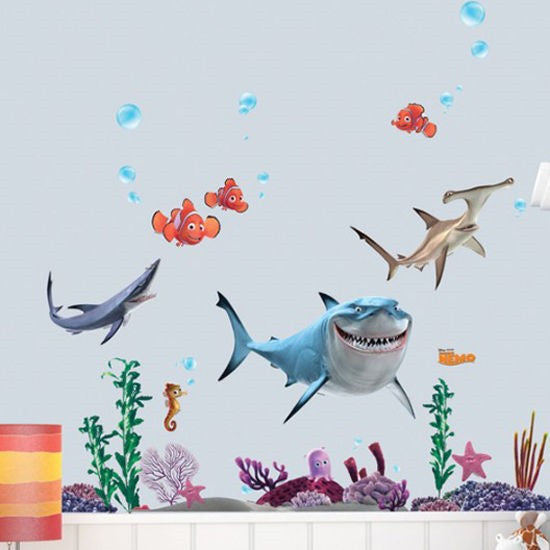 New Fish Seabed General Mobilization Cartoon Nemo Bathing Wall Stickers Decor Removable Vinyl Nursery Kids Room
