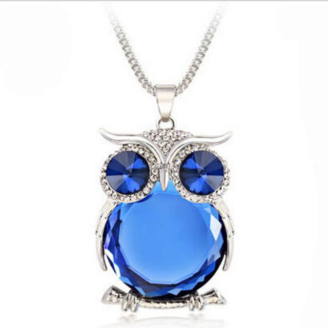 LNRRABC Women Sweater Chain Necklace Owl Design Rhinestones Crystal Pendant Necklaces Jewelry Clothing Accessories Drop Shipping