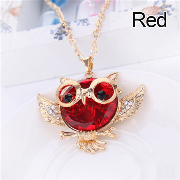 LNRRABC Women Sweater Chain Necklace Owl Design Rhinestones Crystal Pendant Necklaces Jewelry Clothing Accessories Drop Shipping