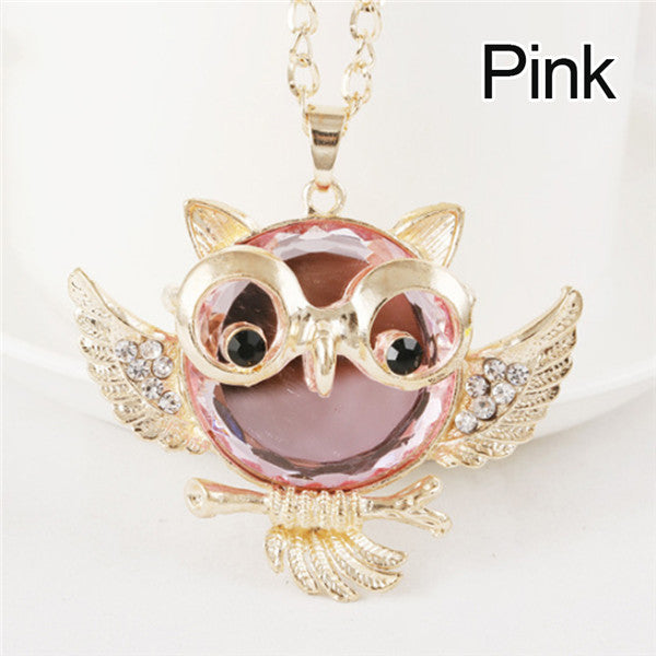 LNRRABC Women Sweater Chain Necklace Owl Design Rhinestones Crystal Pendant Necklaces Jewelry Clothing Accessories Drop Shipping