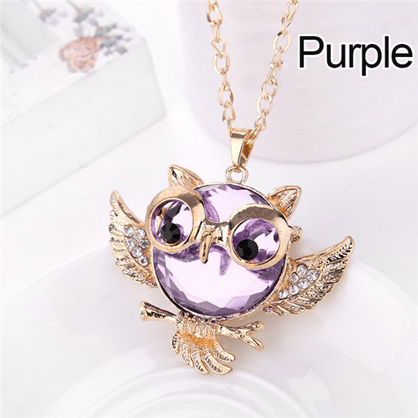 LNRRABC Women Sweater Chain Necklace Owl Design Rhinestones Crystal Pendant Necklaces Jewelry Clothing Accessories Drop Shipping