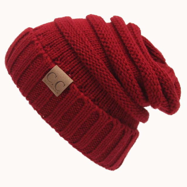 Women Winter Knitted Wool Cap CC Beanies Unisex Casual Hats & Caps Men Solid Color Hip-Hop Skullies Beanie Warm Hat