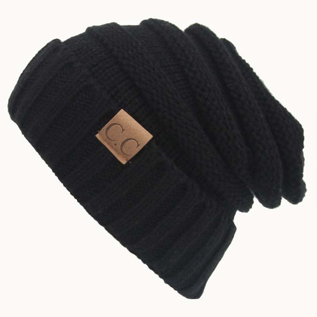 Women Winter Knitted Wool Cap CC Beanies Unisex Casual Hats & Caps Men Solid Color Hip-Hop Skullies Beanie Warm Hat