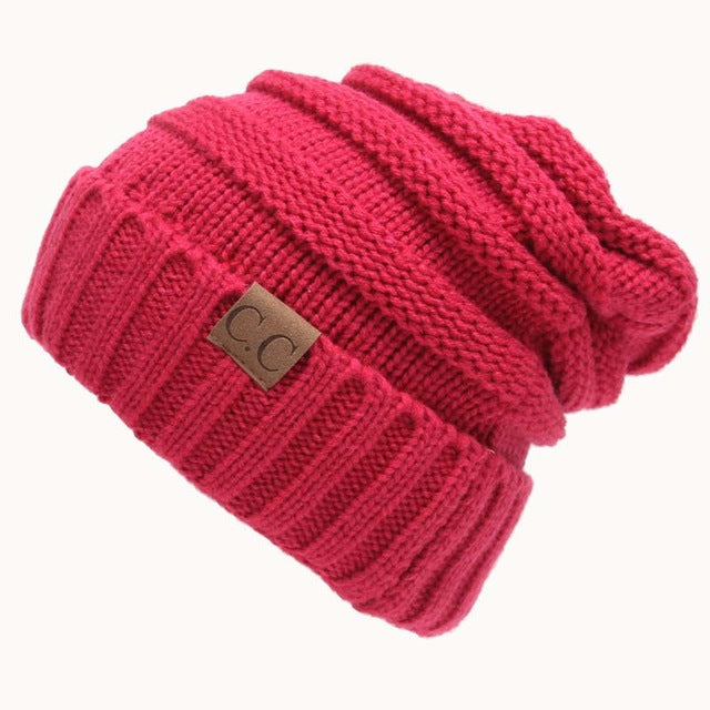 Women Winter Knitted Wool Cap CC Beanies Unisex Casual Hats & Caps Men Solid Color Hip-Hop Skullies Beanie Warm Hat