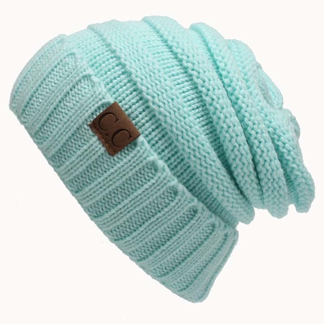 Women Winter Knitted Wool Cap CC Beanies Unisex Casual Hats & Caps Men Solid Color Hip-Hop Skullies Beanie Warm Hat