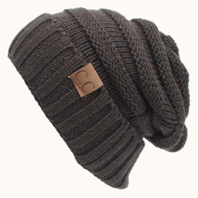Women Winter Knitted Wool Cap CC Beanies Unisex Casual Hats & Caps Men Solid Color Hip-Hop Skullies Beanie Warm Hat