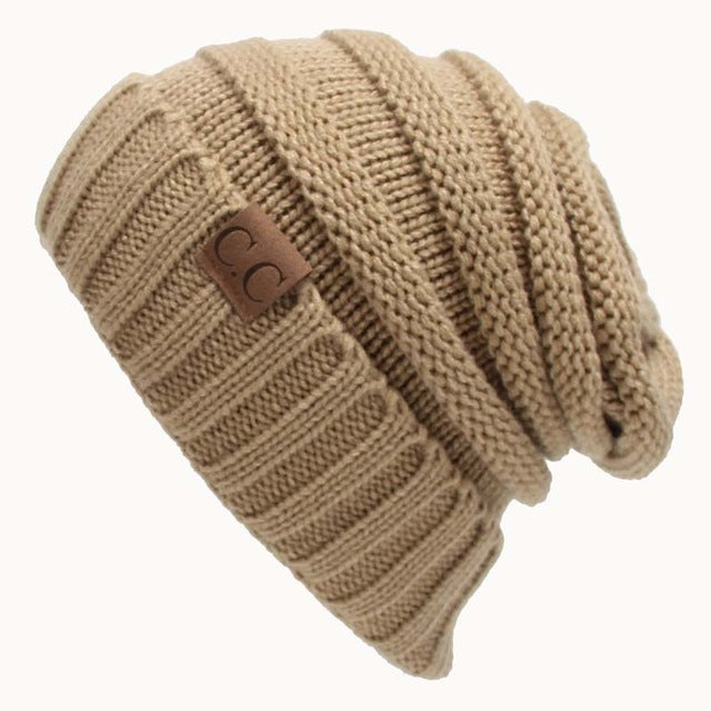 Women Winter Knitted Wool Cap CC Beanies Unisex Casual Hats & Caps Men Solid Color Hip-Hop Skullies Beanie Warm Hat