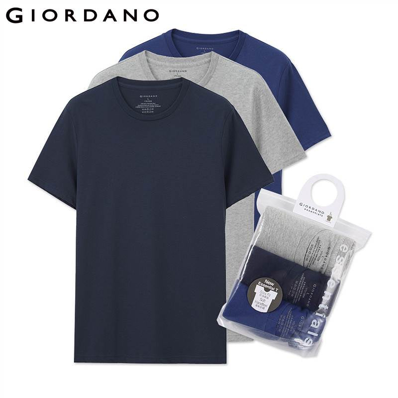Giordano Men T-shirt Short Sleeves 3-pack Undershirt Male Solid Cotton Mens Tee Summer Jersey Brand Clothing Sous Vetement Homme