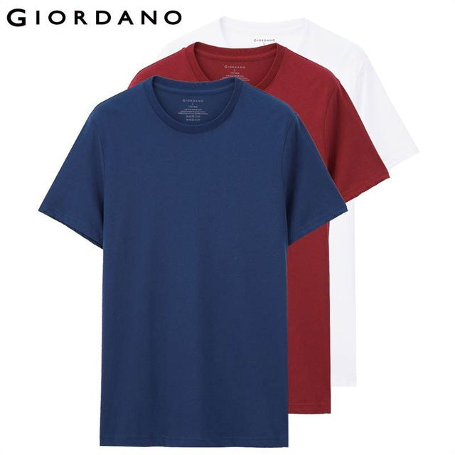 Giordano Men T-shirt Short Sleeves 3-pack Undershirt Male Solid Cotton Mens Tee Summer Jersey Brand Clothing Sous Vetement Homme