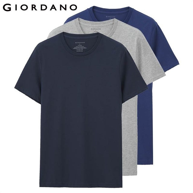 Giordano Men T-shirt Short Sleeves 3-pack Undershirt Male Solid Cotton Mens Tee Summer Jersey Brand Clothing Sous Vetement Homme